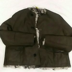 MARNI reversible sherling green leather jacket